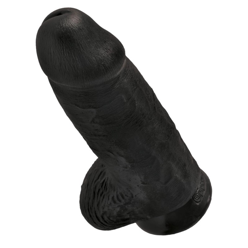 King Cock - Realistyczne Grube Dildo Z Przyssawką 23 CM Czarny